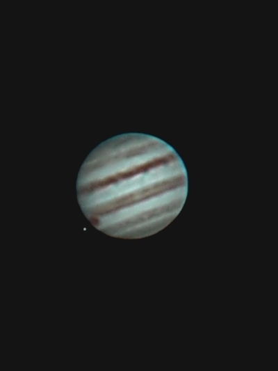 Jupiter w/Ganymede emerging; C8 @f/20; 60Da Movie mode (640x480); 4-17-16; Hainsport