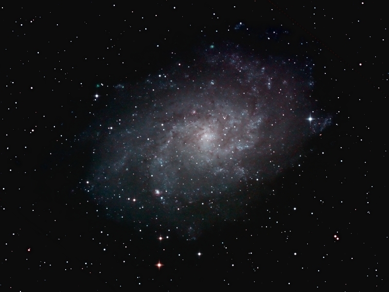 M33; mag 6.3; size 66.1x39.8'; exp 99min(59x60sec; 550D @6400ISO; 12x120sec @800ISO; 8x120sec @1600ISO); Orion 10 f/3.9; 11/18 11/25 2011; Coyle/MD