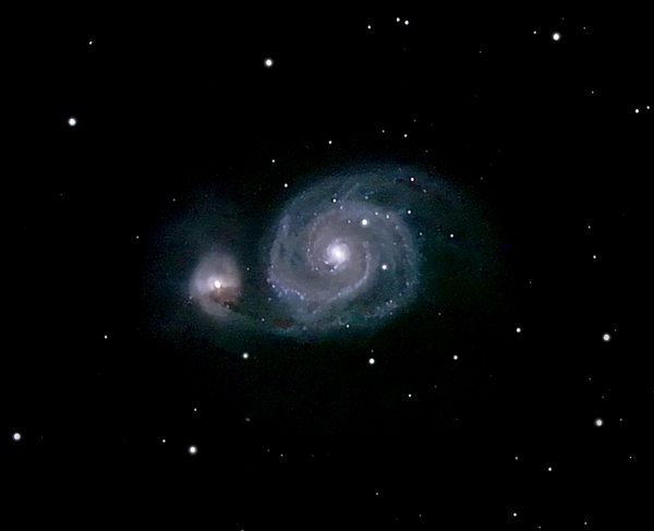 M51; mag 8.9; size 9.8x6.8'; 33 min (66x30sec);LX200 10 @f/2.4; ISO 1600; 3-30-06; Coyle