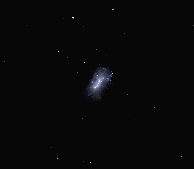 NGC4449; mag 9.6; size 6.2x4.4'; 19 min (38x30sec); LX200 10 @f/2.4; ISO 1600; IDAS; 6-18-07; Coyle